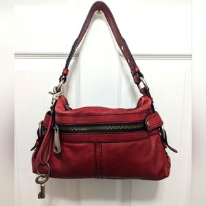 FOSSIL fifty-four red leather shoulder bag